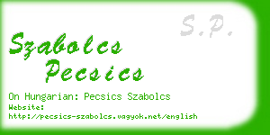 szabolcs pecsics business card